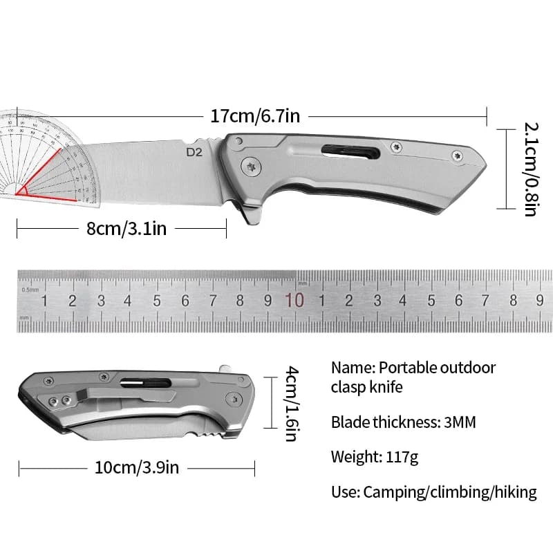 Outdoor multi-functional folding knife, mini high-hardness D2 steel fruit knife, paring knife, wild survival portable knife - 6