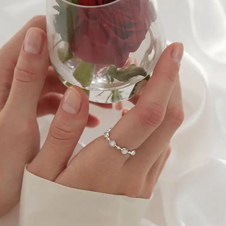 925 Sterling Silver Round Crystal Adjustable Rings For Women Wedding Engagement Luxury Jewelry Wholesale Accessories Jewellery - 3