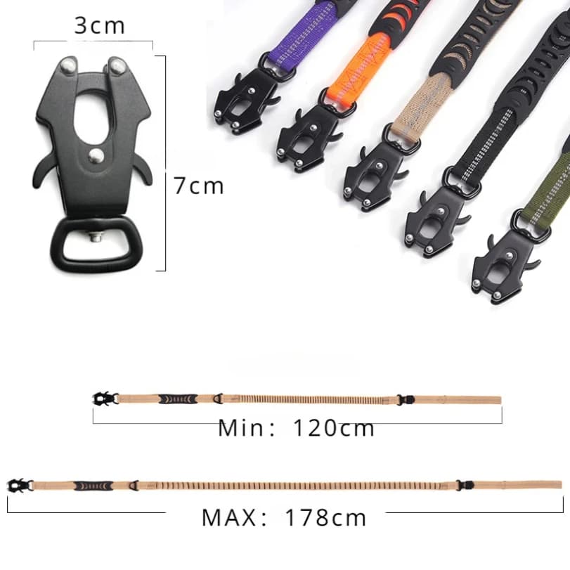 Reflective Shock Absorbing Pet Leashes with Car Seatbelt for Large Dogs Heavy Duty Tactical Bungee Dog Leash No Pull Dog Leash - 5