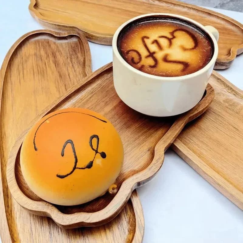 Japanese-Style Wooden Food Serving Tray for Coffee Fruit Desserts Candies Bread Snacks Cakes - Traditional Design Tableware - 3