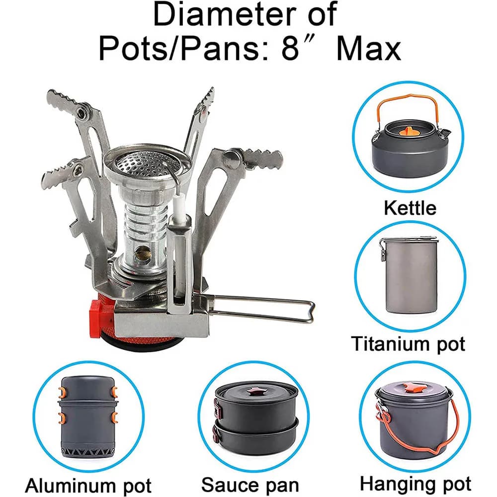 Portable Outdoor Camping Stoves Backpacking Gas Stove with Piezo Ignition Stable Support Wind-Resistance Camp Stove for Cooking - 4