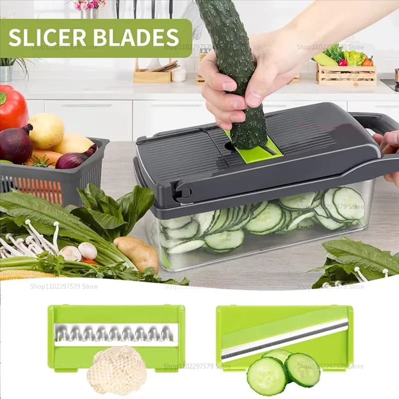 Multifunctional Portable Kitchen Chopper Vegetable Shredder Slicer, Potato Carrot Grater, Fruit Veggie Home Food Processor - 2