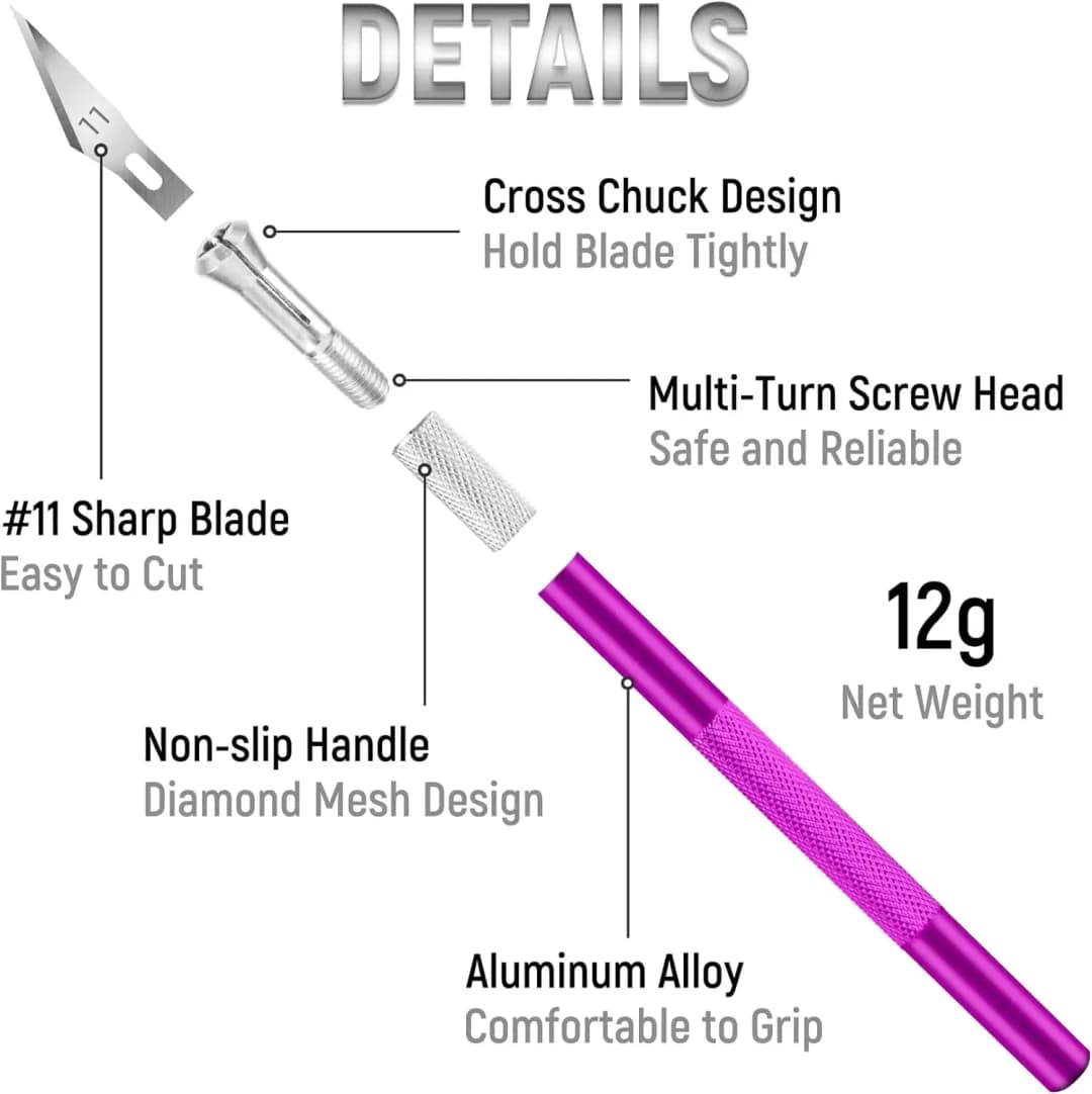 Hobby Knife with 1Steel Knife Exacto 1 Pcs Stainless 1 Pcs Craft Knife Exacto Blade Kit, 1pcs Steel 15CM Ruler for Art, - 3