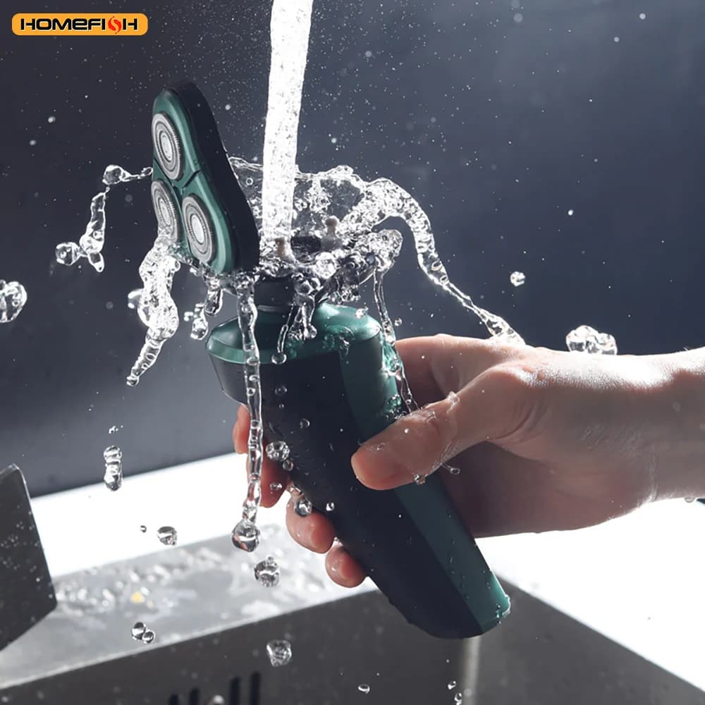 ماكينة حلاقة كهربائية ذكية بشاشة LCD، شفرة ثلاثية عائمة 3D، قابلة للشحن عبر USB ومقاومة للماء لتشذيب اللحية - 3