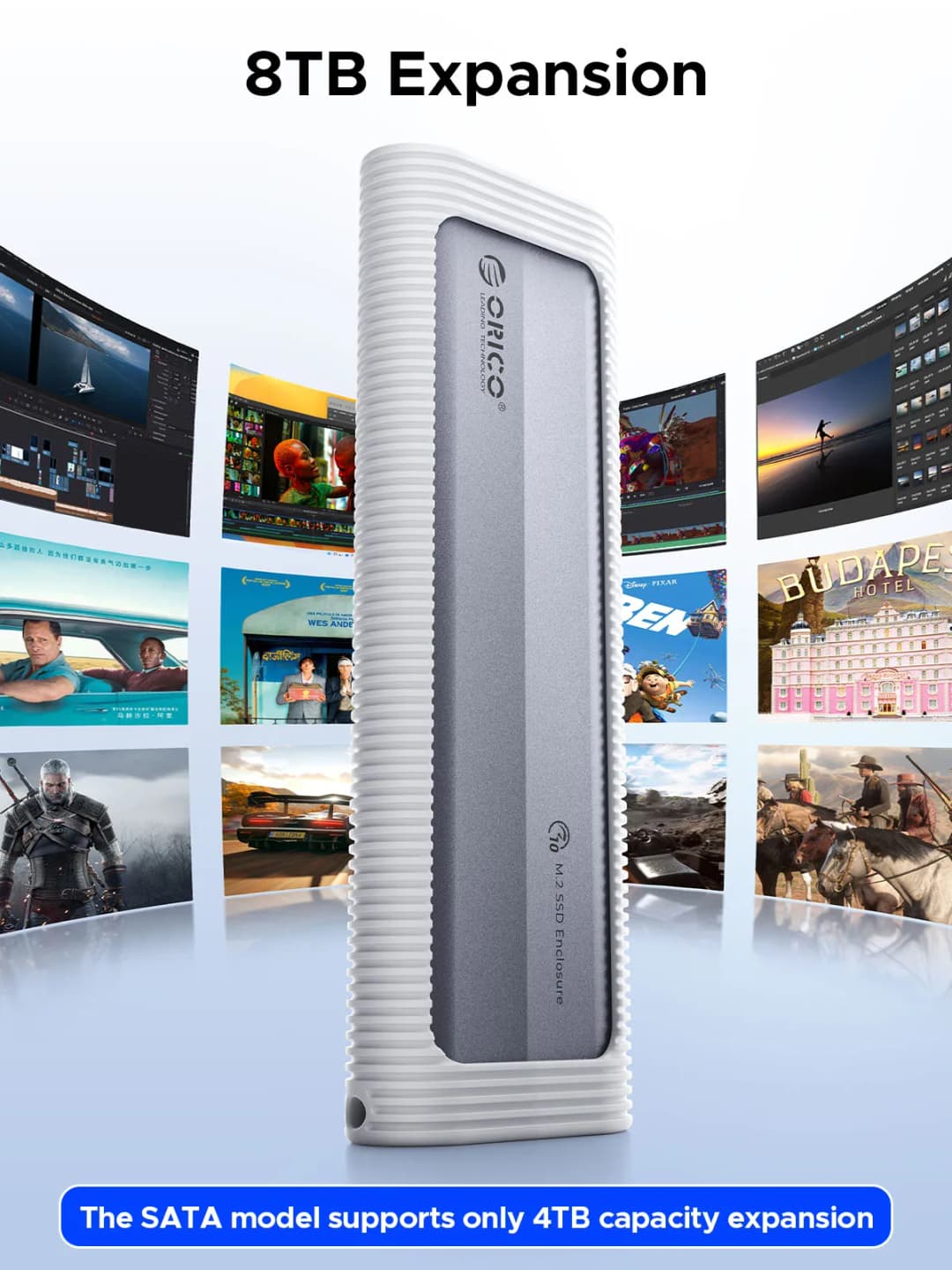 ORICO M.2 NVMe SATA SSD Enclosure Tool-Free USB External 10Gbps M.2 NVMe to USB Adapter Support UASP for PCIe NVMe and SATA SSD - 4