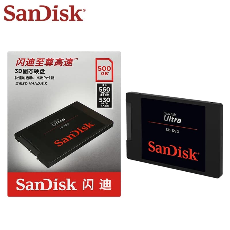 SanDisk Ultra 3D NAND SSD بسعة 500 جيجابايت و1 تيرابايت و2 تيرابايت، بسرعة قراءة تصل إلى 560 ميجابايت/ثانية، محرك أقراص صلبة داخلي SATA III للابتوب - 4