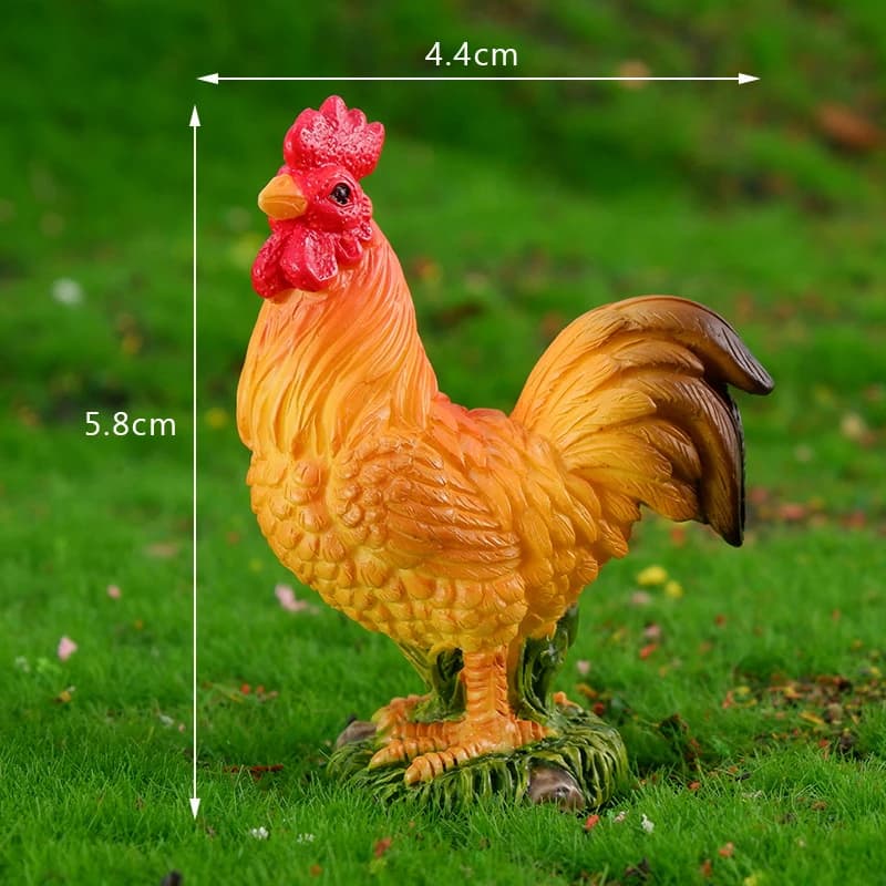 Rooster Chicken Figurines Farm Animal Model Home Decor Miniature Fairy Garden DIY Landscaping Cartoon Hen Chick Accessories - 5