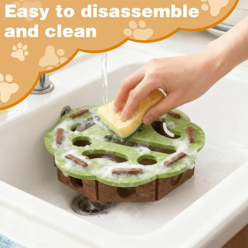 صندوق ألغاز غني بخدوش القطط، لعبة قطط مع 3 كرات تتبع، صندوق متاهة من اللباد لألغاز الخدش والصيد الداخلي للقطط (أخضر) - 4