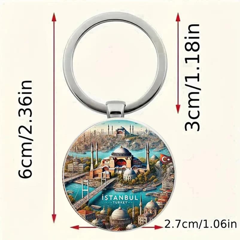 Retro Istanbul Keychain - Durable metal souvenir gift for birthdays and holidays, travel accessories, cultural design, annual so - 2