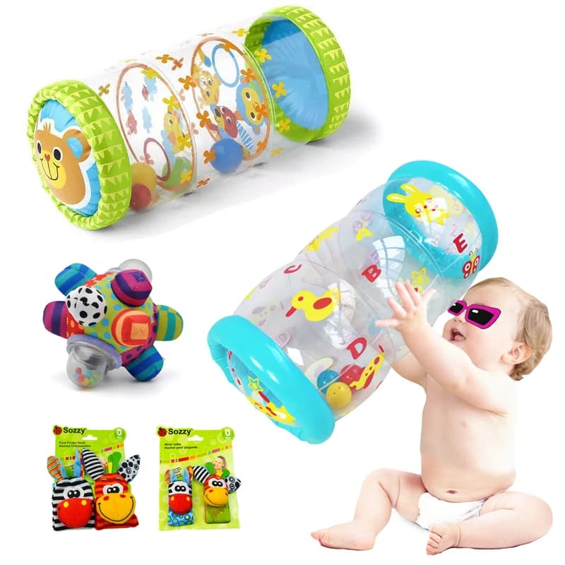 Inflatable Crawling Baby Development Toys 0 12 Months Sensory Game Baby Water Play Mat Baby Rattles Toys For Babies 6 Months