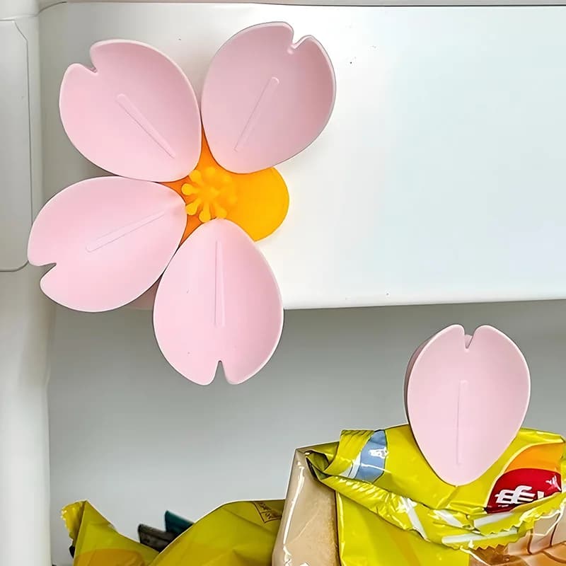 Sakura Magnetic Fridge Magnet Seal Clip, Petal Sealing Clip, Magnetic Fridge Sticker, Snack Clip, Flower Decoration - 4