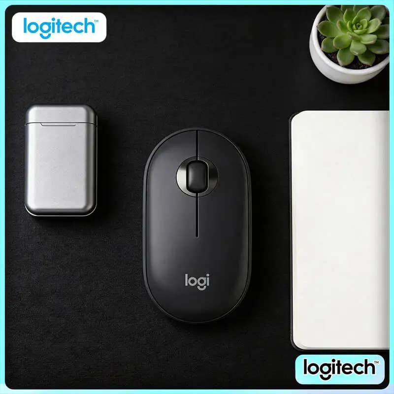Logitech M350 Pebble Wireless Mouse - Minimalist Design, Quiet Clicks, 10m Range, 77g Light, Eco-Friendly Build