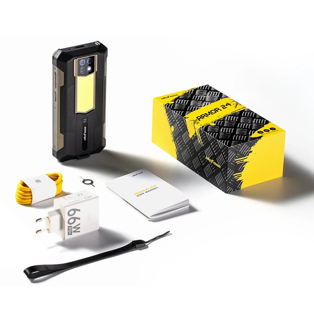 هاتف Ulefone Armor 24 المتين بطارية 22000 مللي أمبير، حتى 24 جيجابايت + 256 جيجابايت، شاشة 6.78 بوصة 120 هرتز، كاميرا 64 ميجابكسل + 64 ميجابكسل، NFC، إضاءة LED، إصدار عالمي - 6