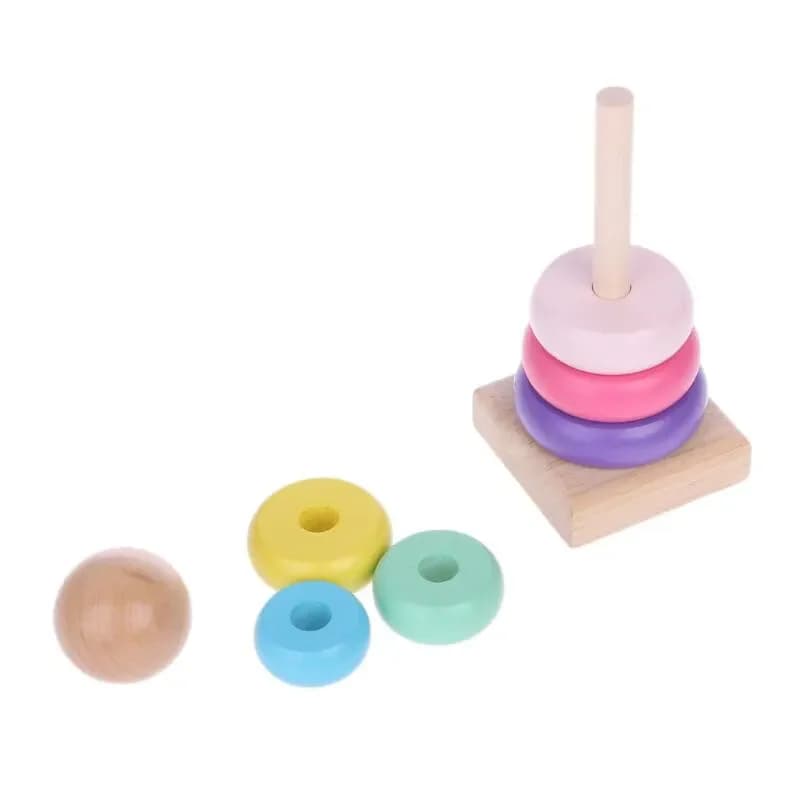 Wooden Macaroon Tower Children Puzzle Toys Montessori Educational Supplies Size Color Recognition Birthday Gifts for Kids TMZ - 4