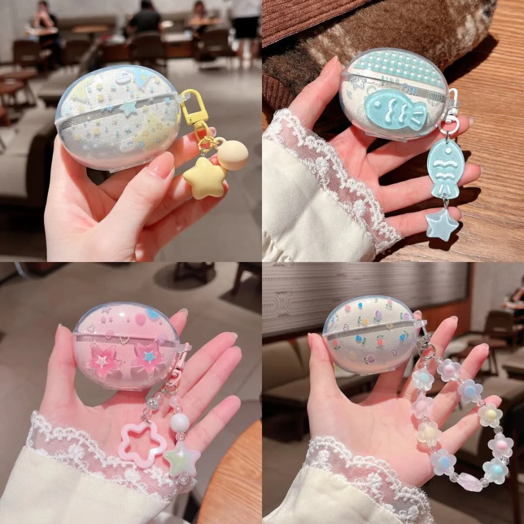 QCY Crossky C50 Clear Soft Case Cute Cartoon Wireless Bluetooth Earphone Case For QCY C50 Charging Box Protective Cover