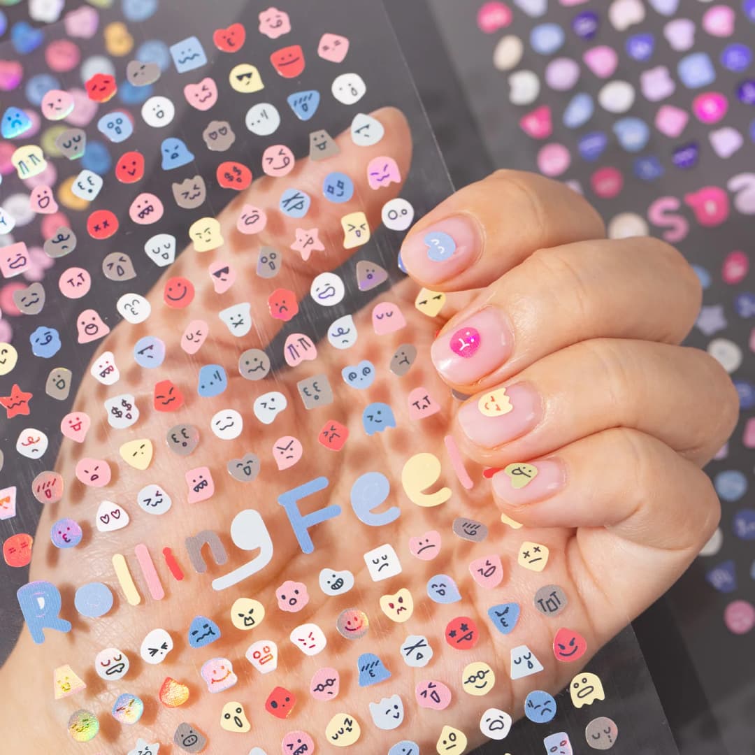 8 أوراق/4 عبوات من ملصقات Emoji الصغيرة اللطيفة، ملصقات أظافر لسكرابوكينغ DIY، زخرفة مادة مجمعة لإطار الصورة - 3