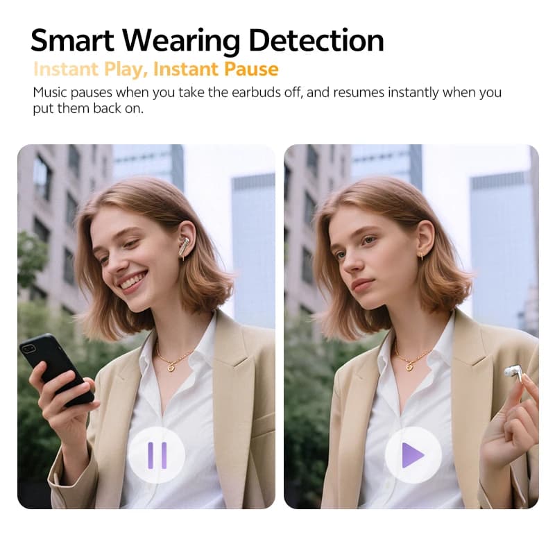 سماعات أذن لاسلكية QCY MeloBuds N70، إلغاء الضوضاء التكيفي، بلوتوث 6.0، صوت عالي الدقة LDAC، 6 ميكروفونات، شحن لاسلكي، عمر بطارية 50 ساعة، مقاومة للماء IPX5 - 5