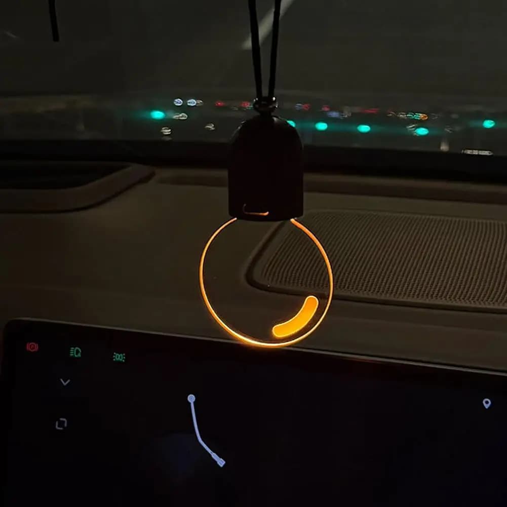 Car Rearview Mirror Pendant Decor Flat Acrylic Retro Light Bulb Atmosphere Ambient Light Interior Decoration for Car - 5