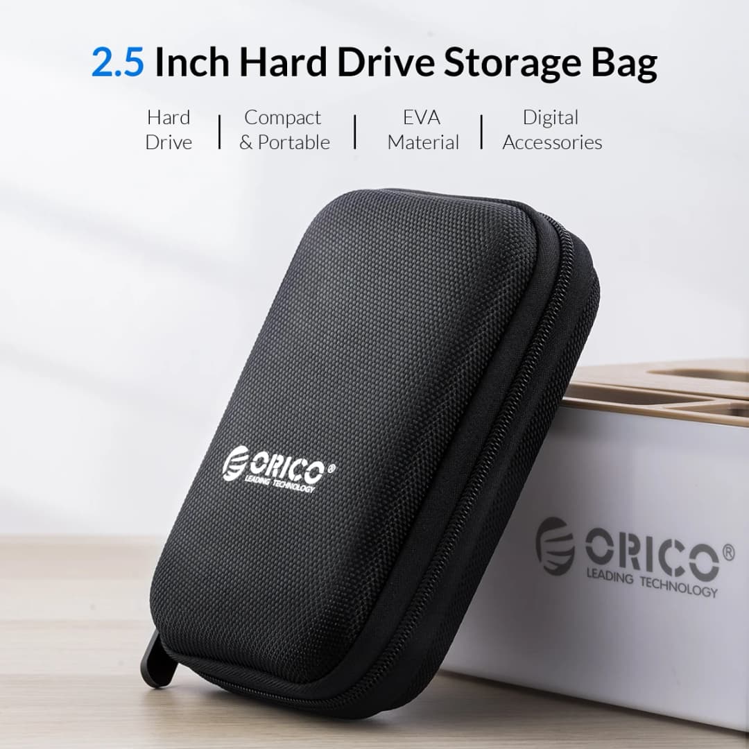 حقيبة صندوق قرص صلب ORICO مقاس 2.5 بوصة، حقيبة قرص صلب محمول خارجي، حماية تخزين صندوق قرص صلب، أسود/أحمر/أزرق - 2