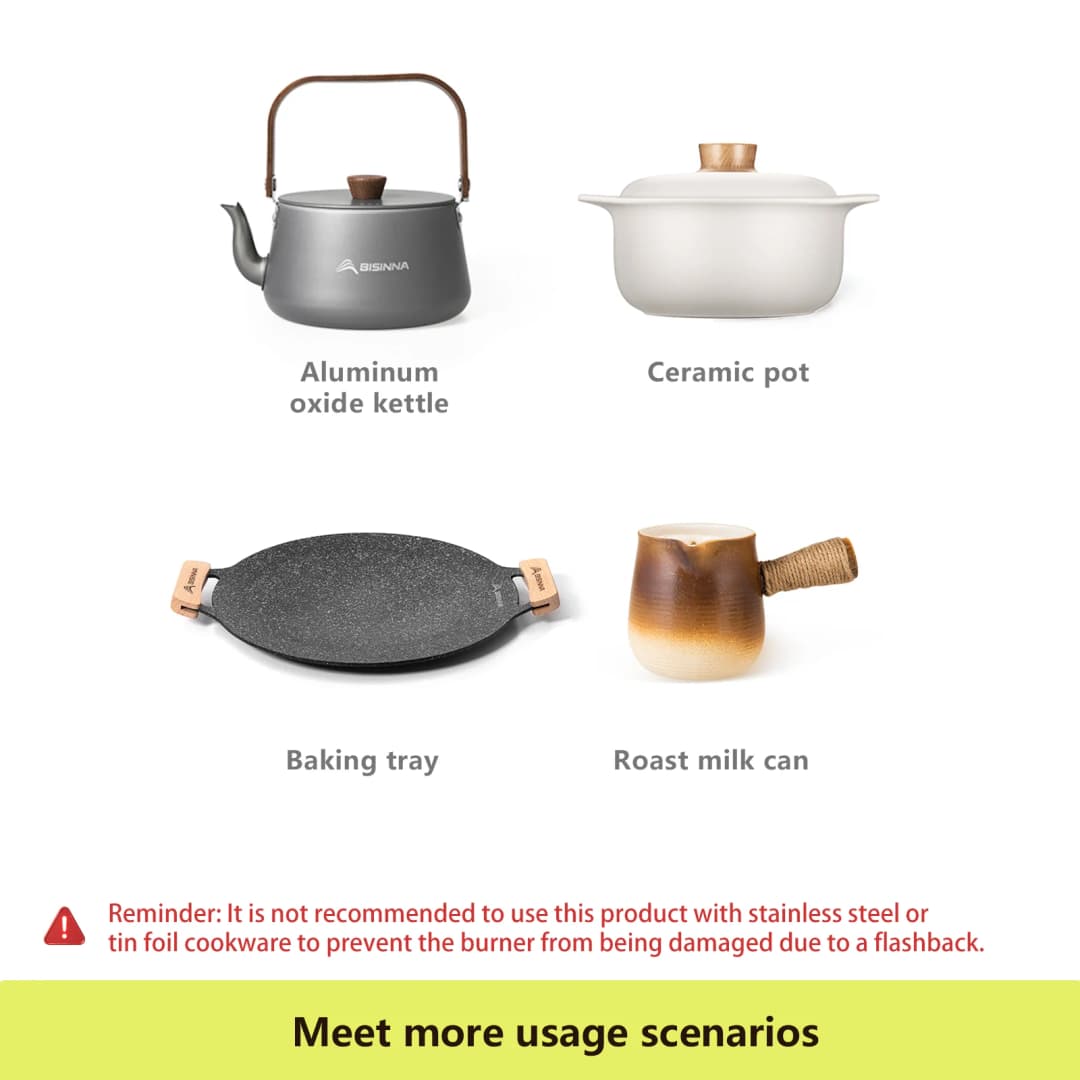 BISINNA موقد غاز تخييم محمول 3600 واط عالي الطاقة - مثالي للنزهات والتنزه في الهواء الطلق - 6