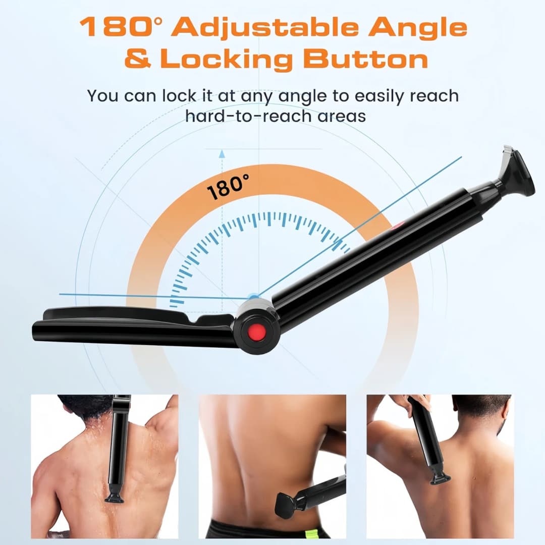 Electric Back Shaver 2 In 1 Facial Hair Trimmer Razor Rechargeable Foldable Handle Back Hair Removal Men Body Groomer - 3
