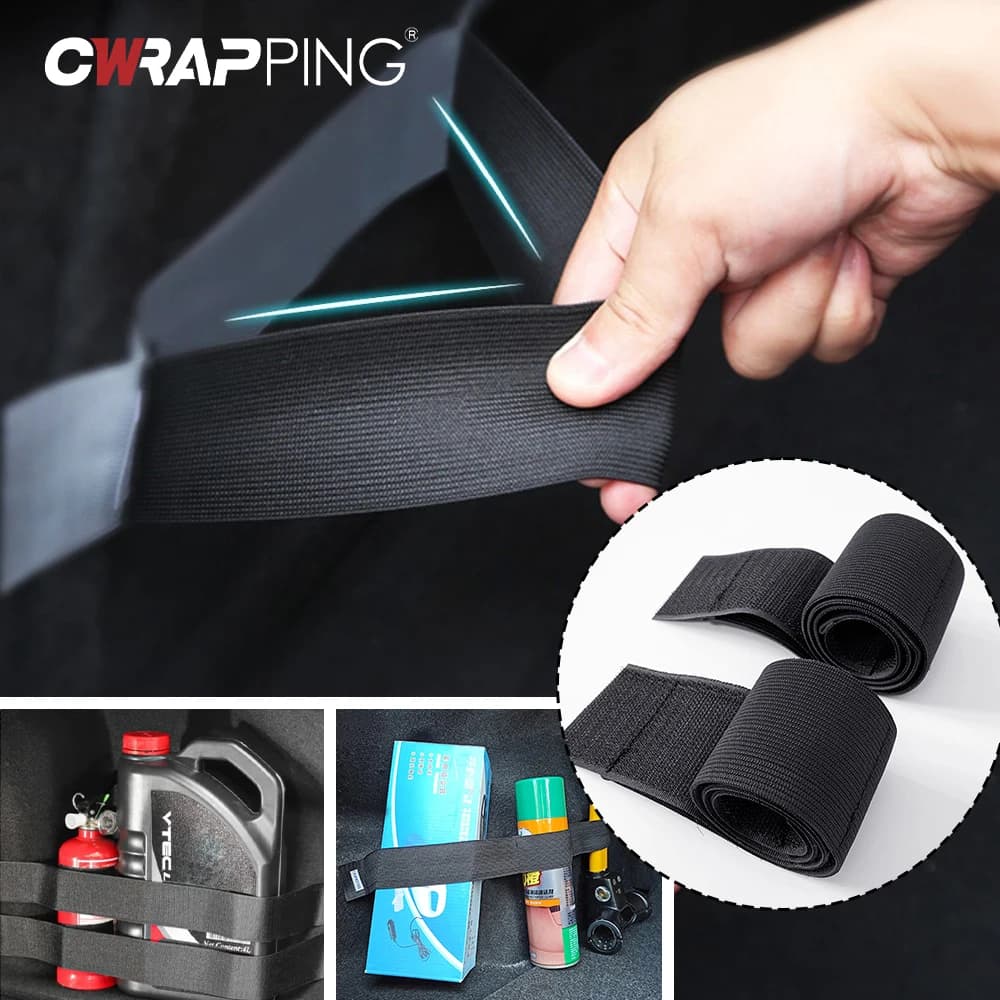 Car Trunk Organizer Firm Nylon Magic Tape Stowing Tidying Fixed Belt Auto Tools Storage Fixing Belt Fire Extinguisher Storage - 2