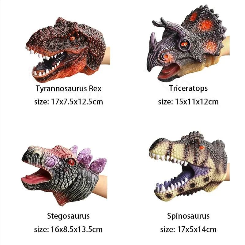 Pet Cat Dog Teasing Hand Puppets Dinosaur head Model Toy T-Rex Dino Jurass Shark Tiger Park Dolls Dinosaur Worlds Soft Plush Toy - 2