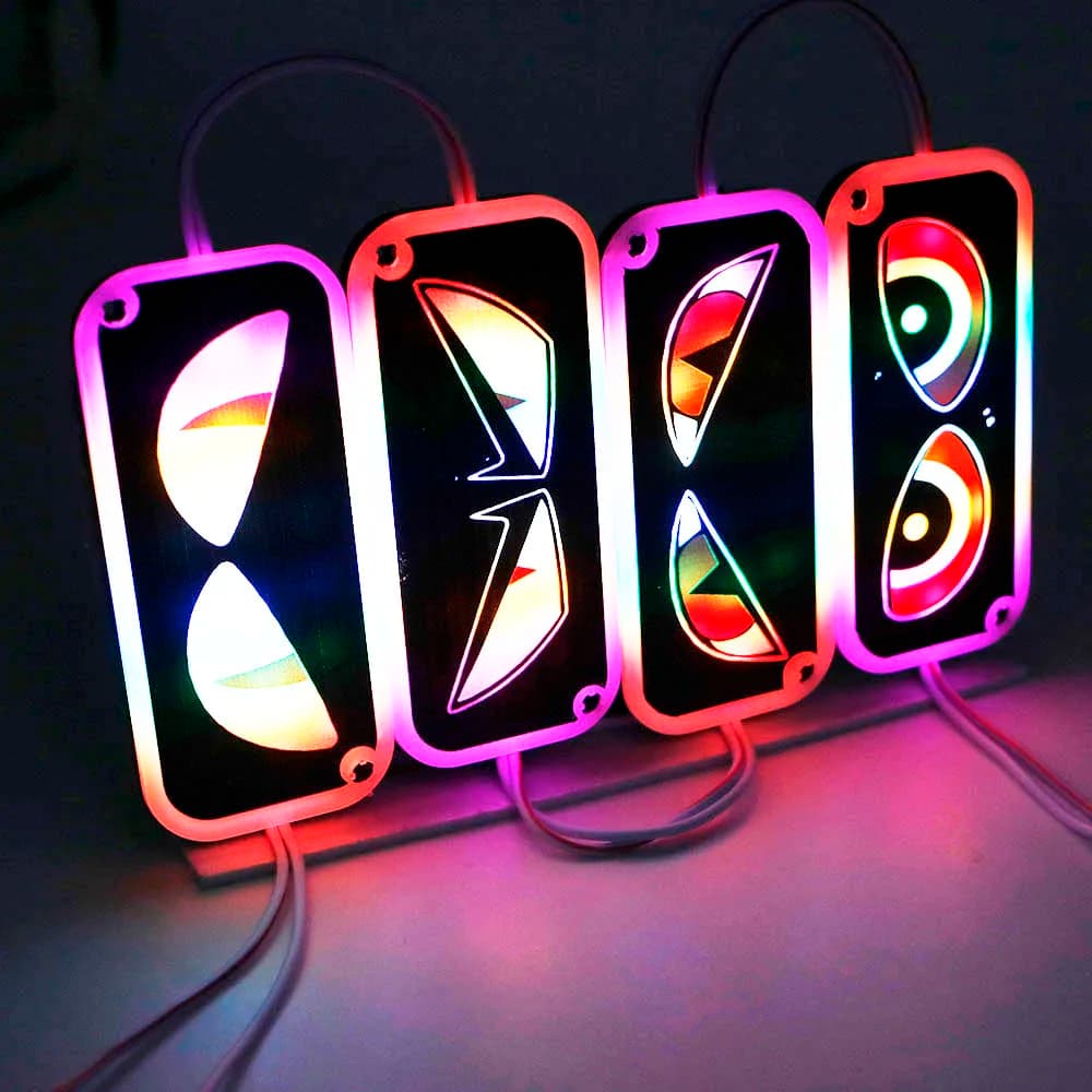 قطعة واحدة وحدة عين شريرة LED RGB إضاءة تحذير ستروب عين شيطان مصباح طوارئ وماض للسيارات والدراجات النارية - 4