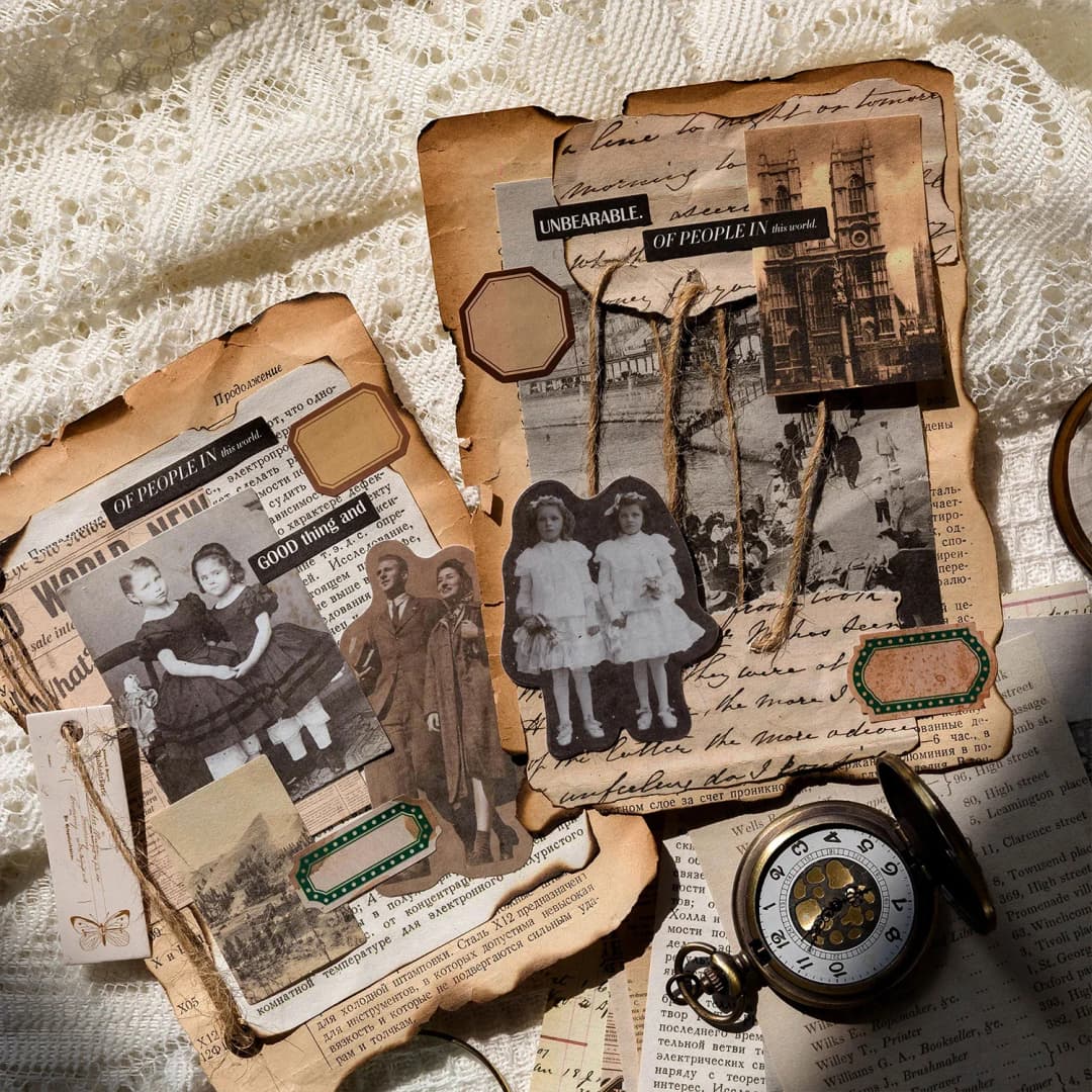 Journamm 100 قطعة/الحزمة خمر سكرابوكينغ ضوء ورقة عدة لتقوم بها بنفسك غير المرغوب فيه مجلة كلية القرطاسية خلفية مواد الديكور ورقة - 5