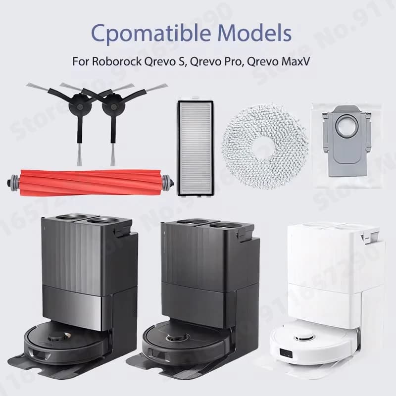 Roborock Qrevo S Qrevo Pro Qrevo MaxV Robot Vacuum Parts Main Roller Side Brush Hepa Filter Mop Pad Cloth Dust Bag Accessories - 3