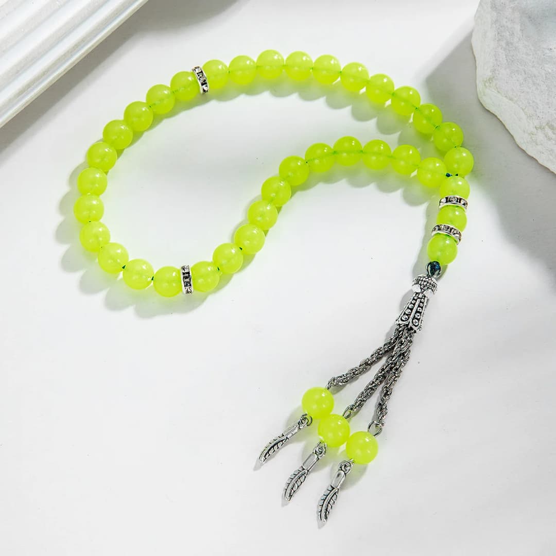 سوار خرز مضيئة من الأكريليك الملون لصلاة المسلمين قصيرة من خرز الصلاة - 6