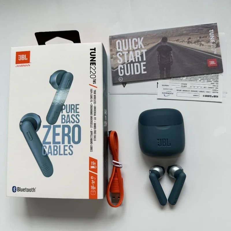 Original JBL Tune 220TWS Wireless Bluetooth Earphones Stereo Earbuds with Bass Sound, Noise Reduction Mic Headset JBL T220 tws - 4