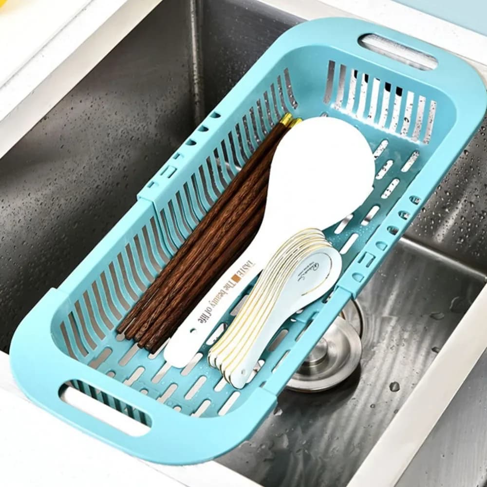 سلة تصفية قابلة للتمدد فوق الحوض لغسل الخضروات والفواكه - إكسسوارات مطبخ عملية - 3