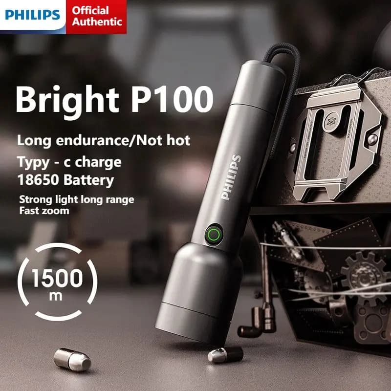 Philips SFL1236 High Power LED Flashlight with 4 Lighting Mode Portable Rechargeable led Lamp for Outdoor Camping Lights