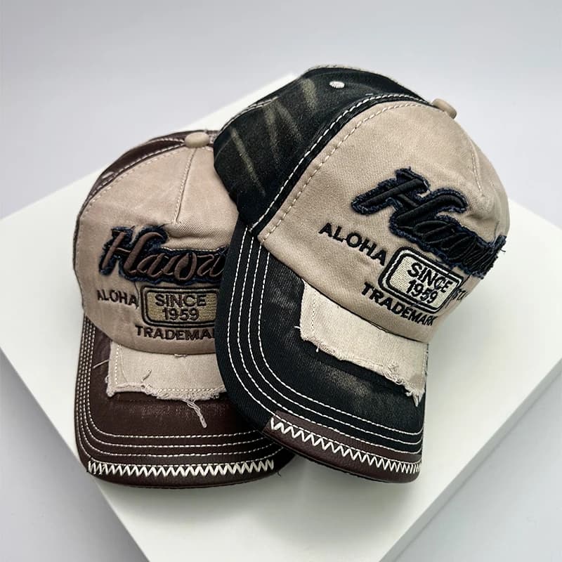 Korean Vintage Washing Men Women Baseball Hats Cotton Snapback Caps Embroidery New Versatile Fashion Letter Leisure Distress - 2