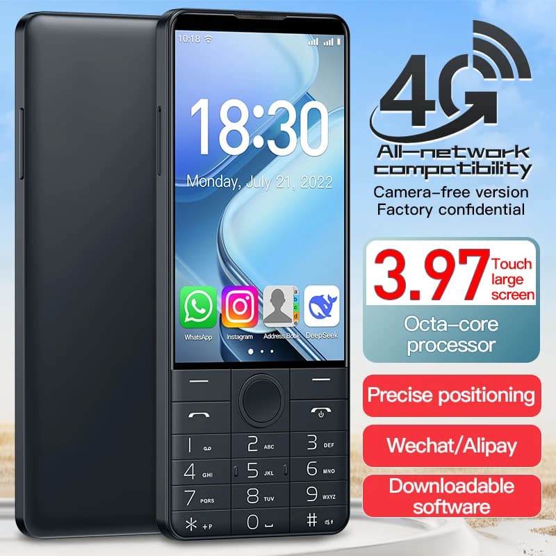 هاتف دووف بدون كاميرا R70 بشاشة لمس ذكية ولوحة مفاتيح، 4G، 6 جيجابايت + 128 جيجابايت، بطارية 2600 مللي أمبير، شاشة 4.0 بوصة، أندرويد 14، واي فاي - 5