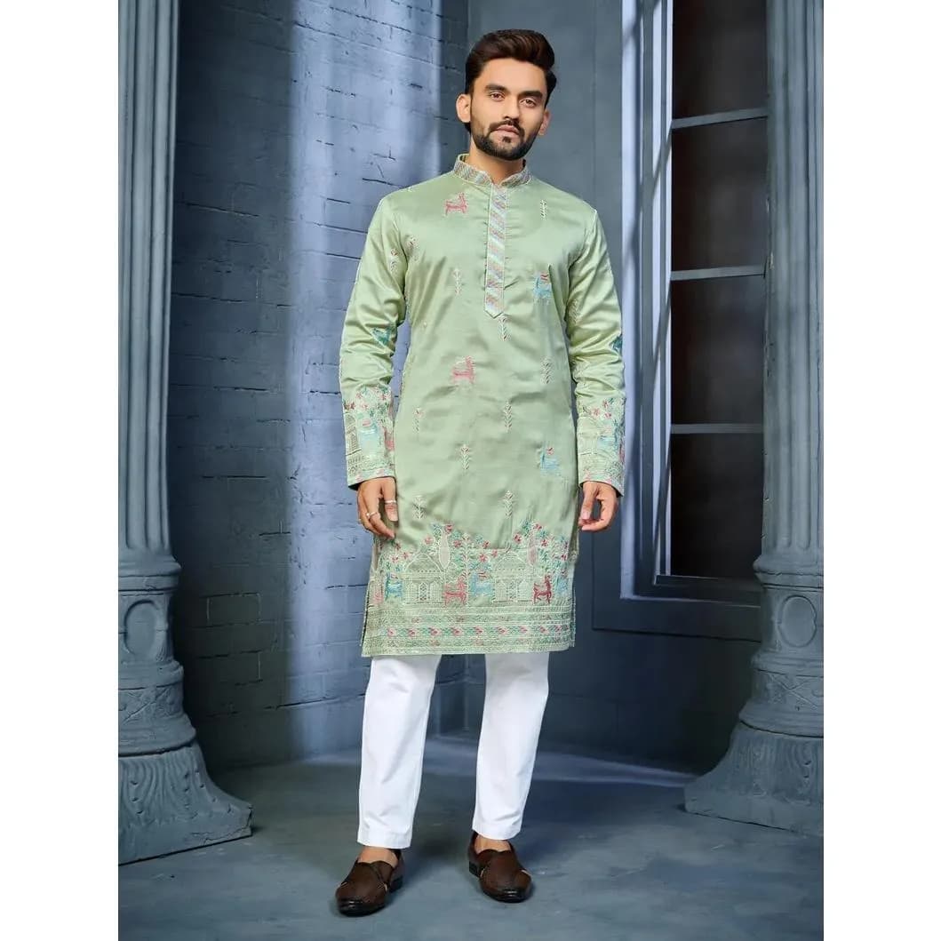 Muslim Kurtta Caftan Dubai Men'S Robe Long-Sleeved Ethnic Style Stand Collar Arabic Clothing National style Middle Eastern - 5