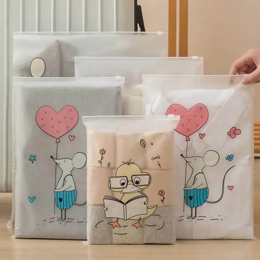 حقيبة تخزين سفر شفافة مع زيبر ، مقاومة للأتربة ، مقاومة للرطوبة ، حقيبة تعبئة ، منظم ملابس ، حقائب تخزين أحذية - 2