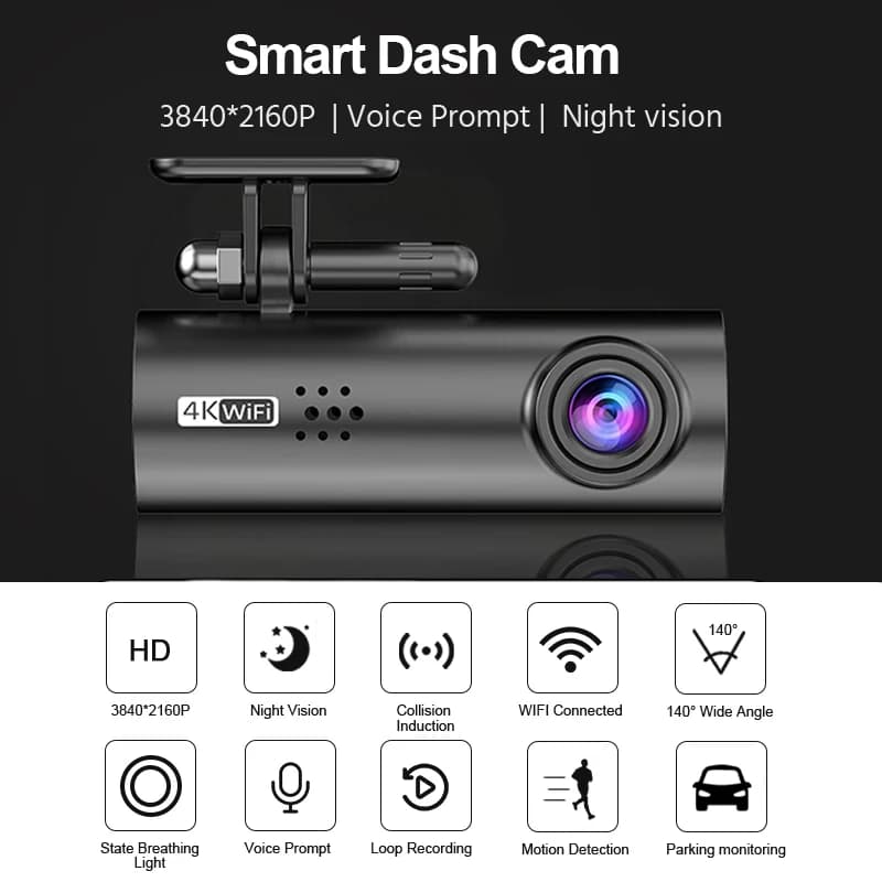 E-ACE4K Mini UHD WIFI Dash Cam Car Dvr Video Recorder With APP Control Night Vision Mini  24H Parking Camera Monitor Loop record - 2