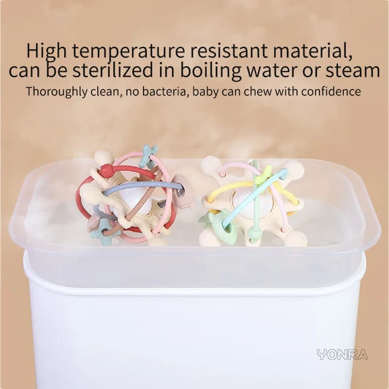 حشرجة الموت والحسية عضاضة السرير جرس سيليكون كرة مونتيسوري الوليد ألعاب الأطفال أطفال هدية تطوير الألعاب 0 36 شهرا - 4