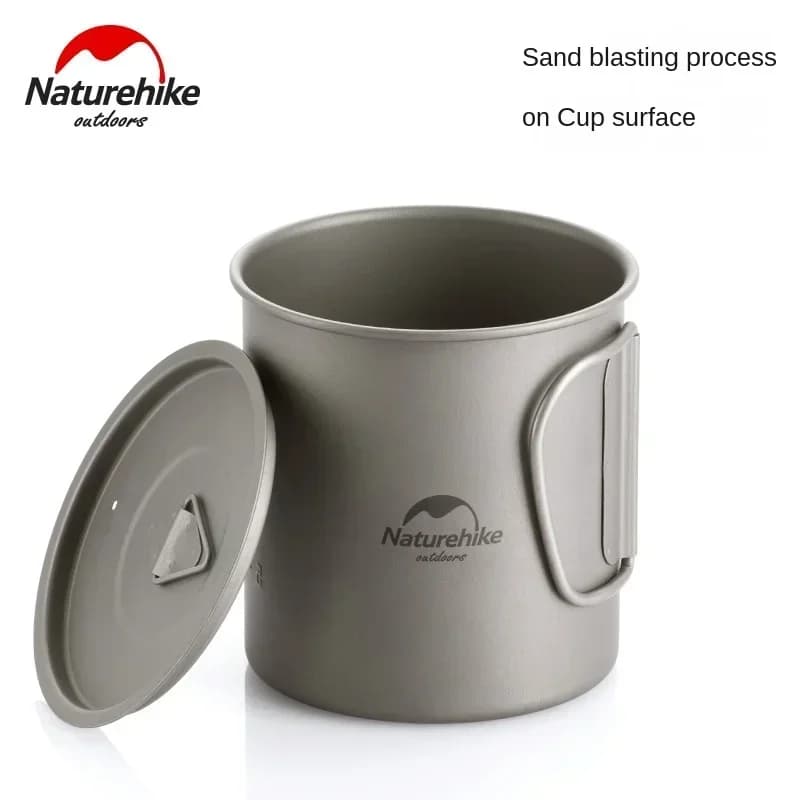 Naturehike Titanium Cup Camping Mug Tourist Tableware Picnic Utensils Outdoor Kitchen Supplies Travel Cooking Cookware Pan Bowl - 4