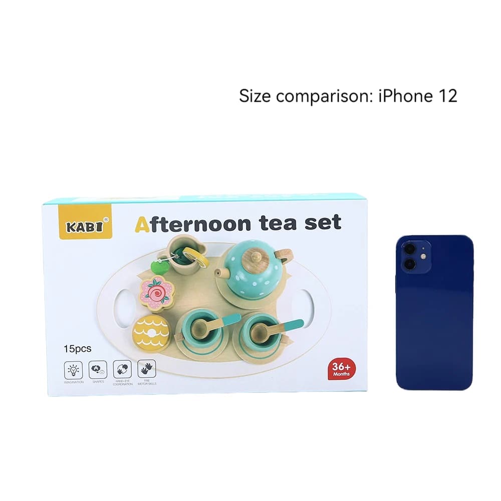 Wooden Children Simulation Afternoon Tea Set Toy Pretend Play Food Learning Role Play Game Early Educational Toys for Toddlers G - 6