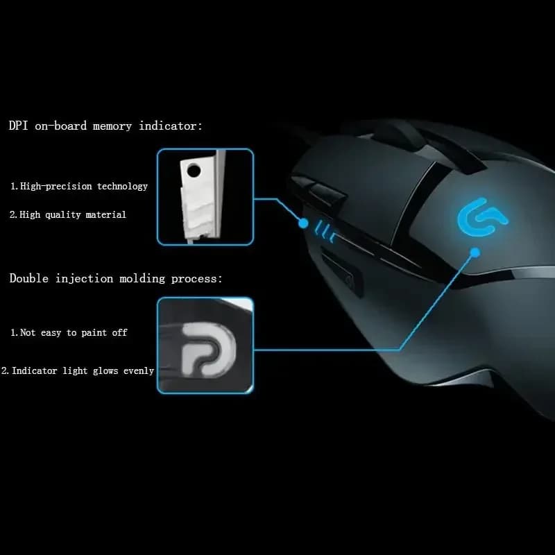 Logitech G402 Hyperion Fury Wired Gaming Mouse 4000 DPI Lightweight 8 Programmable Buttons Optical E-Sport Wired Mice - 2