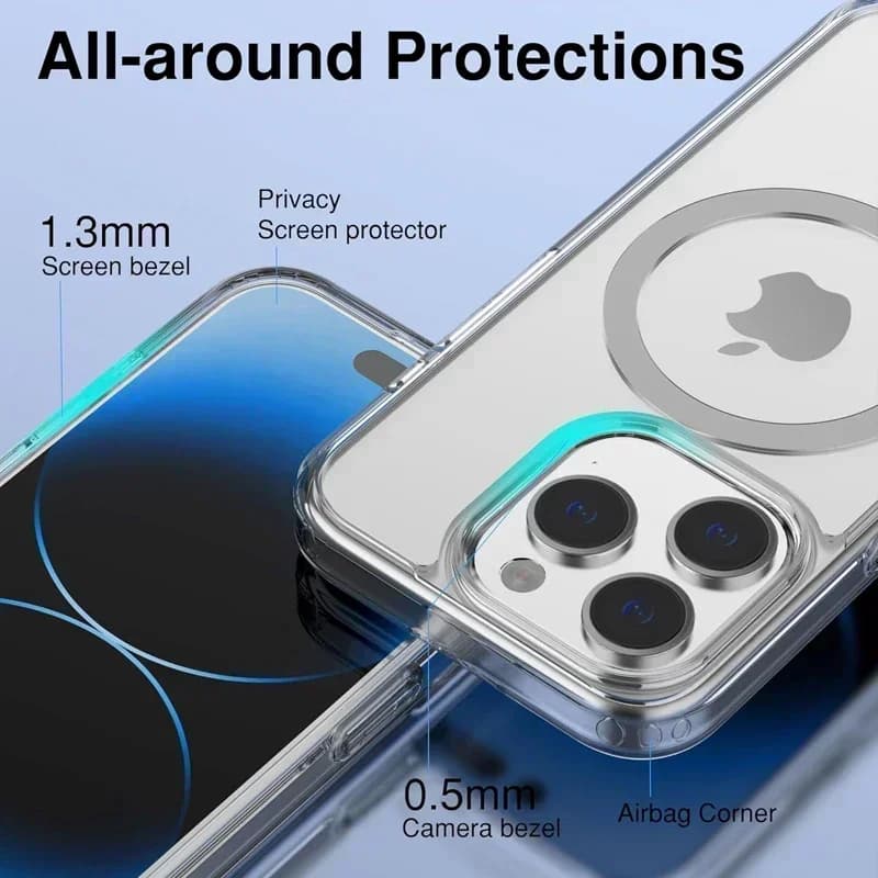 غطاء مغناطيسي أصلي شفاف لهواتف iPhone 17 Air و16 و15 و14 و13 و12 و11 Pro Max Plus mini، غطاء سيليكون شفاف لماج سيف - 5