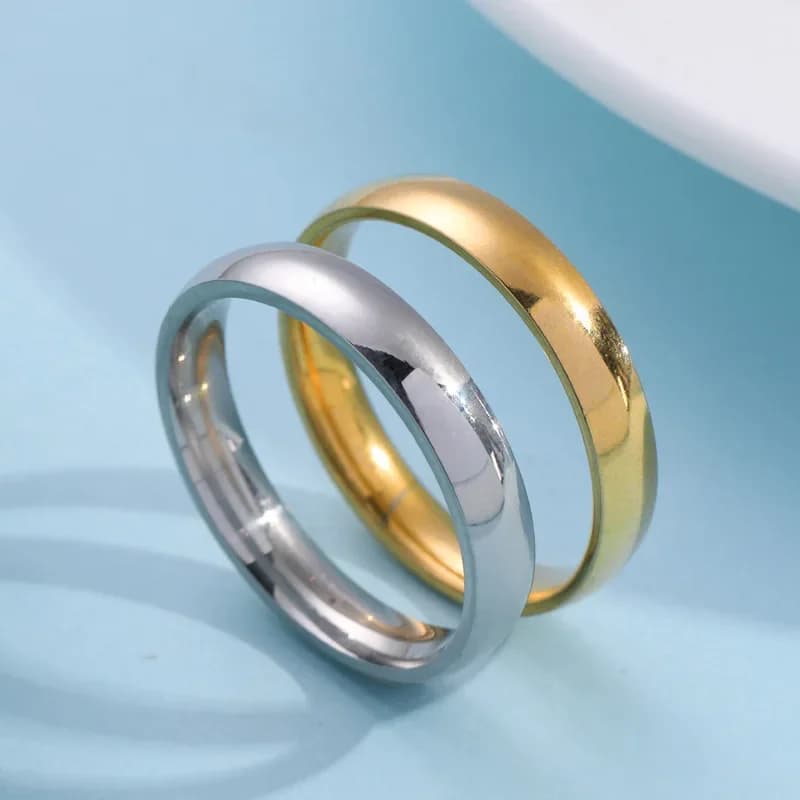 Classic 4mm Curved Stainless Steel Couple Ring Charm Men Women Titanium Steel Rings Best Party Gift Jewelry - 3