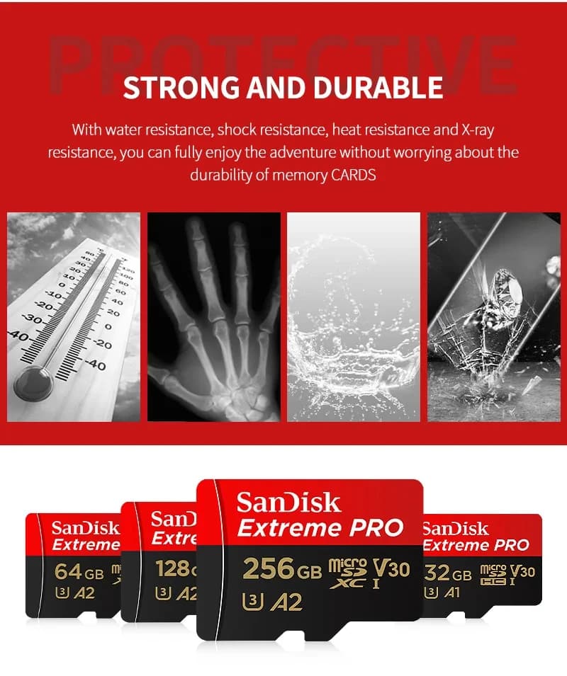 Sandisk Extreme PRO Card 32GB 64GB Original 128GB 256GB 512GB 1TB V30 Micro SD Card Class 10 UHS-I U3 Memory Card - 5