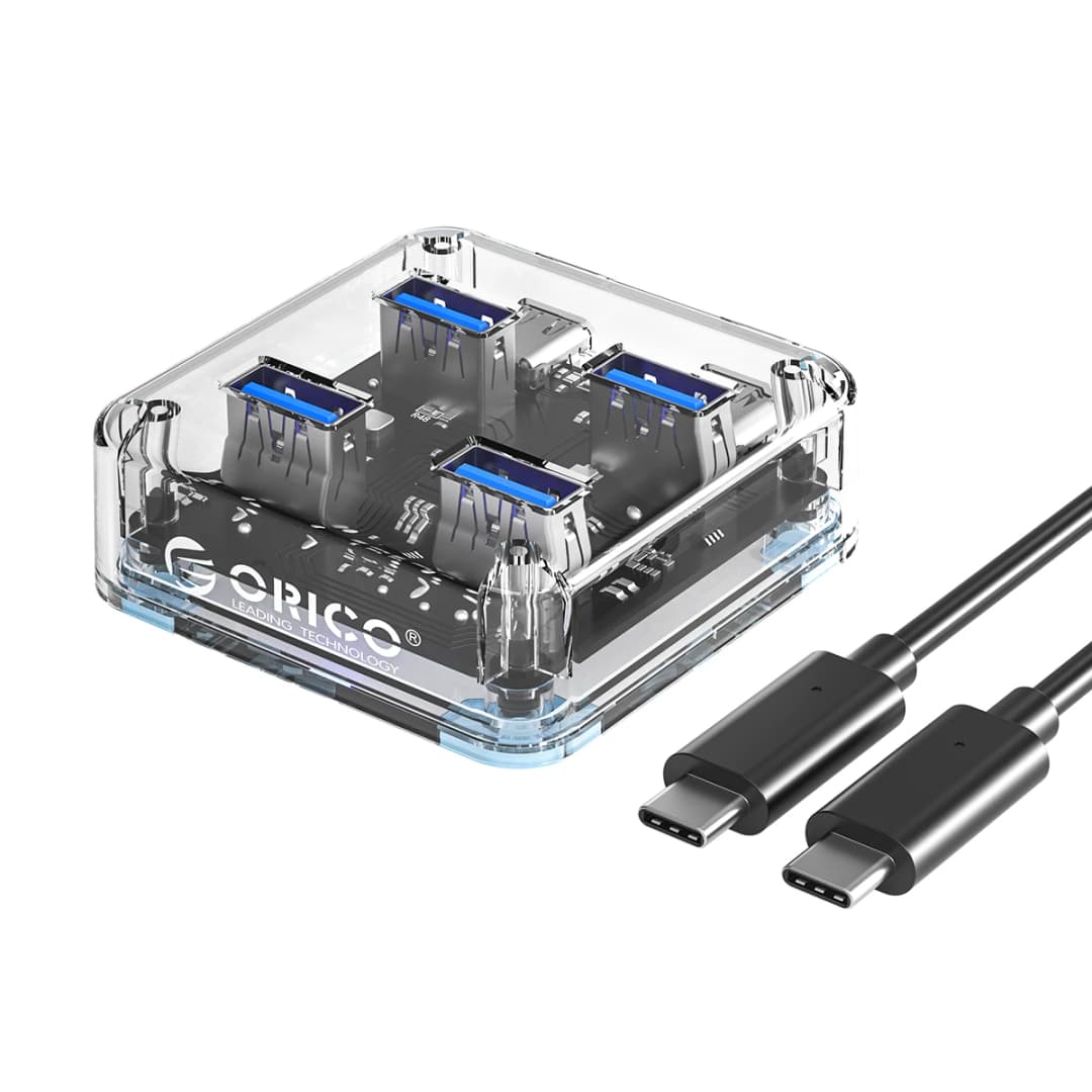 ORICO Transparent Usb C Hub 4 Port Expansion With Power Supply Interface Usb 3.2 Protocol High Speed Transmission OTG Dapter - 6