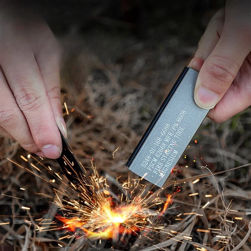 Fire Starter for Outdoor Survival Waterproof Magnesium Stick Flint & Steel Fire Kit Camping Survival Essential Equipment Tool - 2