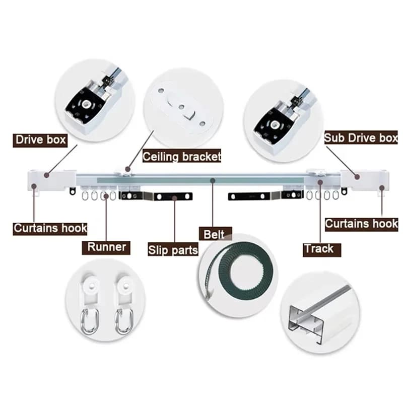 قضبان ستائر كهربائية فائقة الهدوء قابلة للتخصيص ل Aqara Tuya Wifi/Zigbee Dooya 82 موتور قضبان ستائر ذكية للمنزل - 5