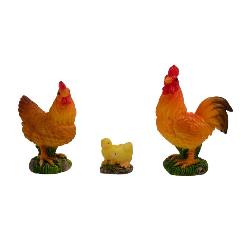 Rooster Chicken Figurines Farm Animal Model Home Decor Miniature Fairy Garden DIY Landscaping Cartoon Hen Chick Accessories - 6